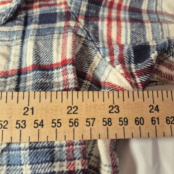Red Head Brand Mens XL Flannel Shirt Blue Red Plaid Long Sleeve Cotton - Picture 6 of 6